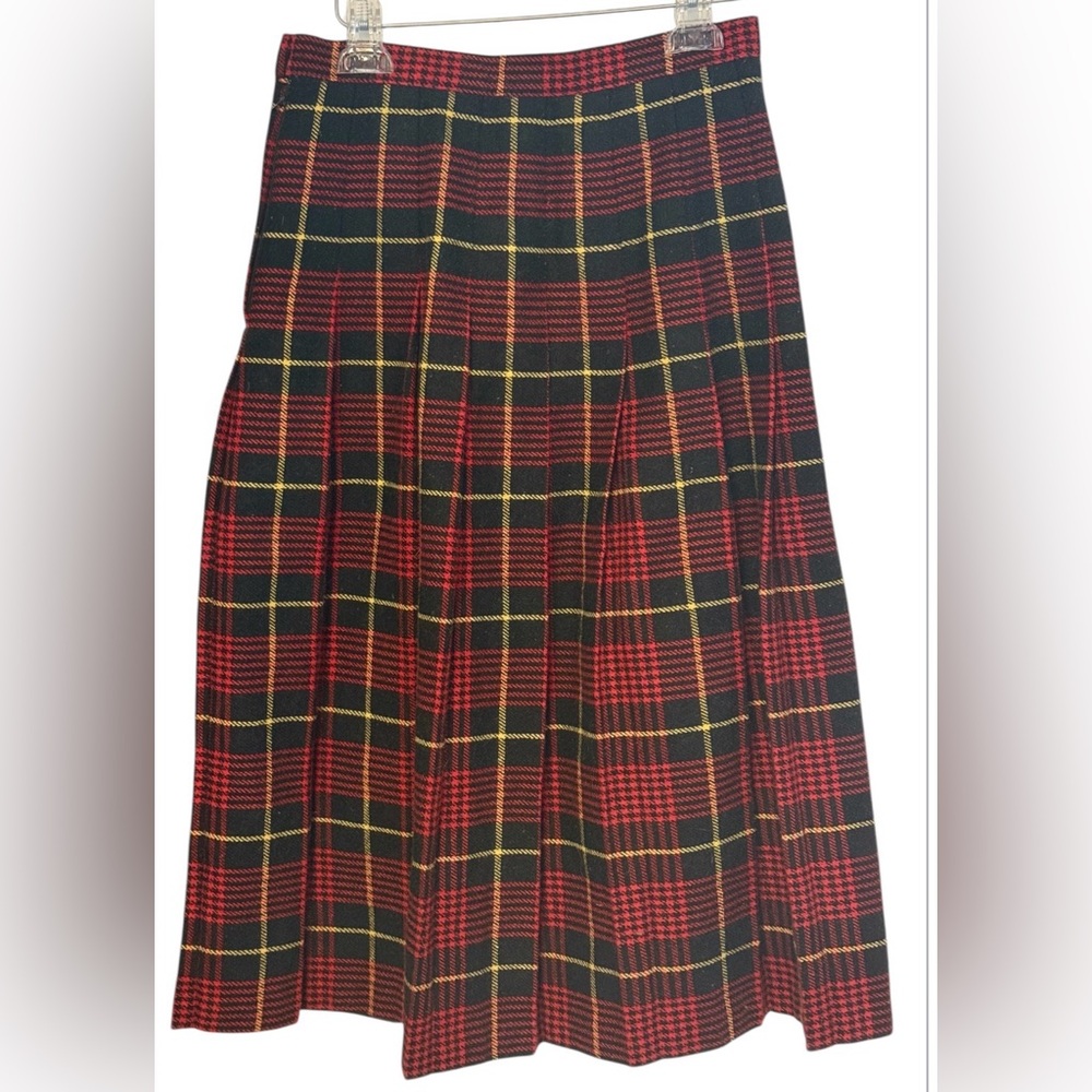 Plaid Tartan Vintage 80s Pleated Wool Preppy School Girl Skirt XS/S Academia